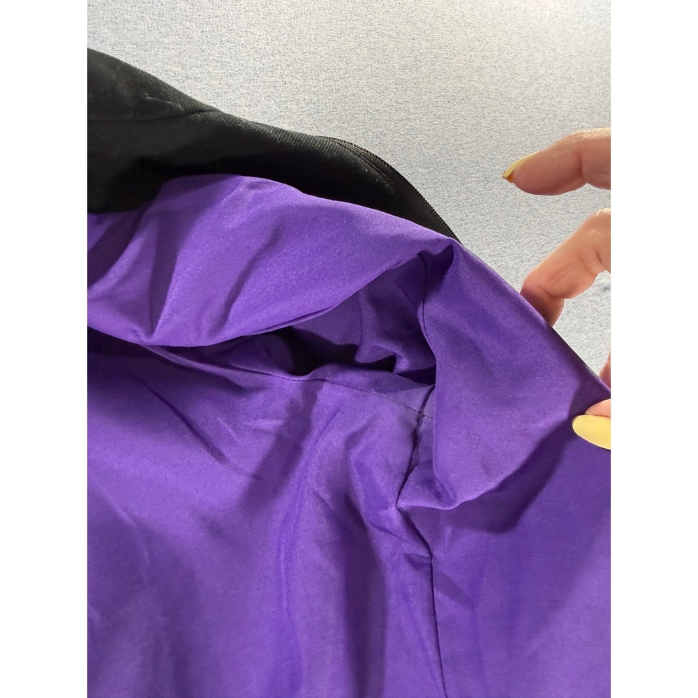 Anage Black Swirl Embroidered Sequin Zip Jacket Purple Lining Mock Neck Large - Picture 8 of 11